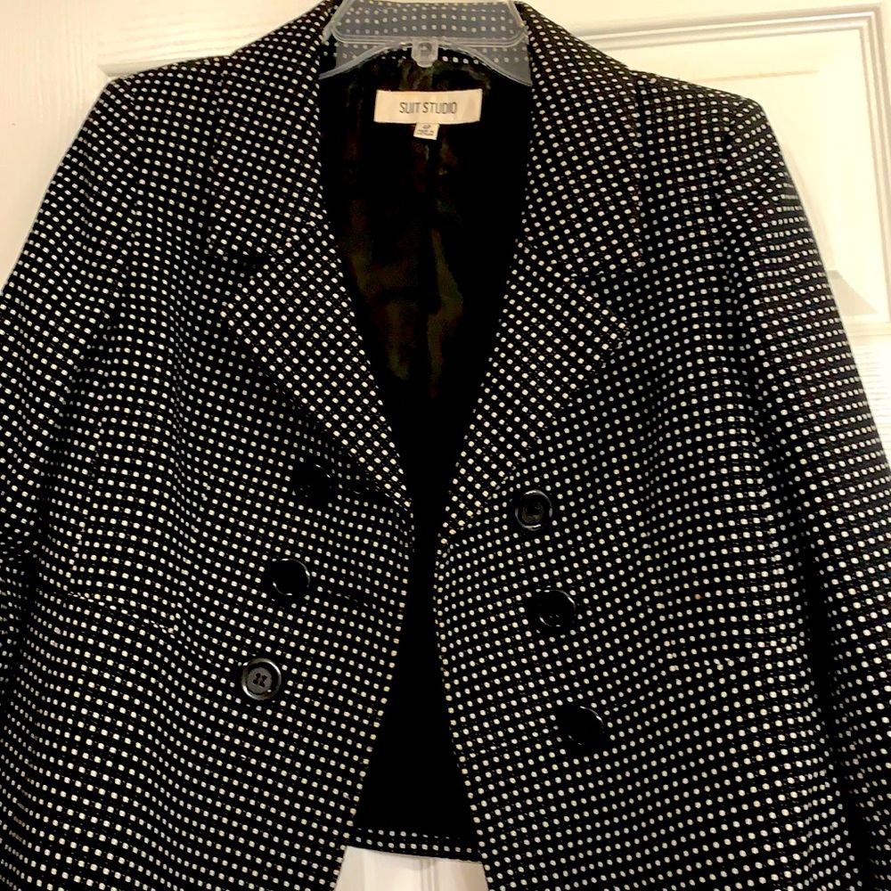 Black and white check suit